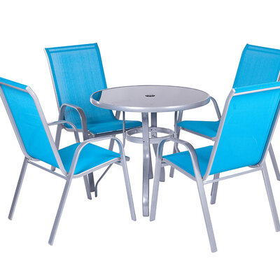 Garnitura Za Terasu od Metala, Tekstila i Stakla - Como Blue