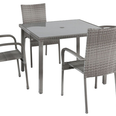 Ratan PE Baštenska Garnitura 4 Stolice i Sto Avola Set Sivi