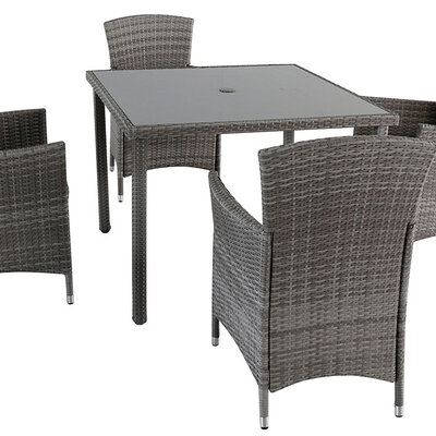 Baštenska Garnitura Od Ravnog Ratana PE Atlantic Siva - 4 Fotelje i Sto