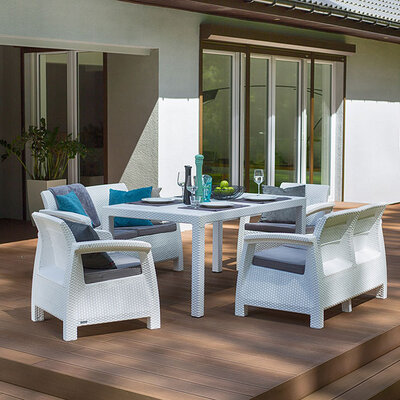 Baštenska Garnitura Corfu Fiesta 2 Dvoseda, 2 Fotelje, Sto White as Barahona 6