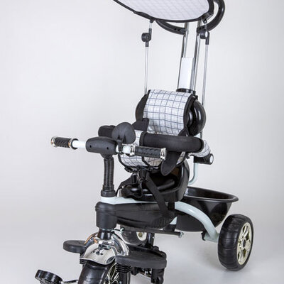 Dečiji tricikl sa tendom 02 crno beli KR02