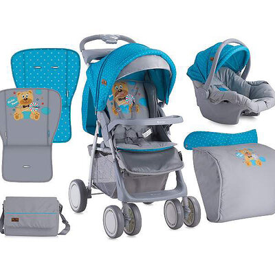 Lorelli Kolica za bebe sa opremom Foxy Blue Grey Hello Bear 10020381718
