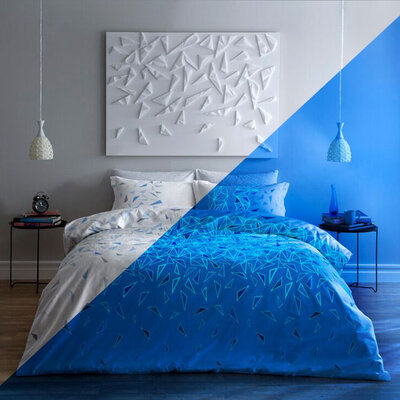 Fluorescentna saten dupla posteljina koja sija u mraku Crystal V4 Mavi