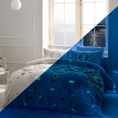 Fluorescentna saten dupla posteljina koja sija u mraku Ruby V2 Gri