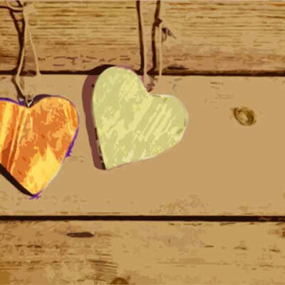 Ekol otirač Wood-Stone Hearts 45x75