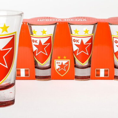 Staklene čašice za rakiju Crvena Zvezda 300806