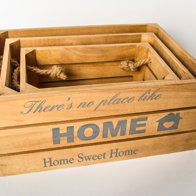 Drvene Kutije Za Odlaganje - Gajbice Od Drveta - 3 Komada - Home Sweet Home