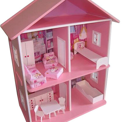 Velika kućica za lutke sa nameštajem Izi roze