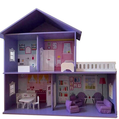 Velika kućica za lutke sa nameštajem Nora lila