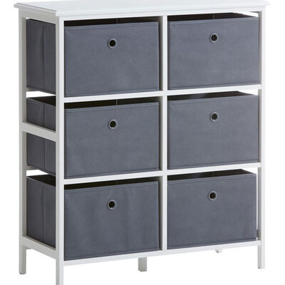 Komoda Odi 3+3 kutije bela-siva