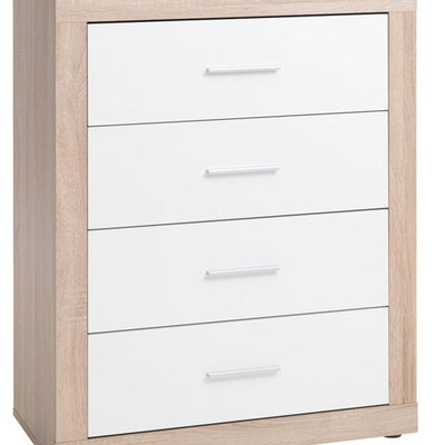 Komoda Bravo 4 fioke hrast-bela