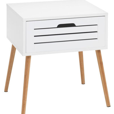 Noćni stočić Bobi bambus-bela