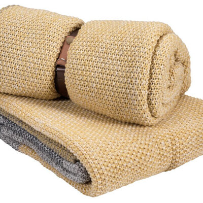 Pleteno ćebe Una 130x180 siva-žuta