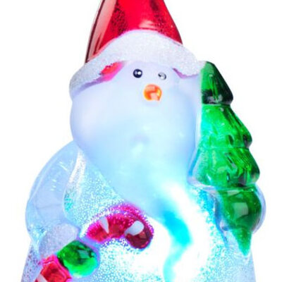 Svetleći Sneško sa jelkom u ruci Beli LED