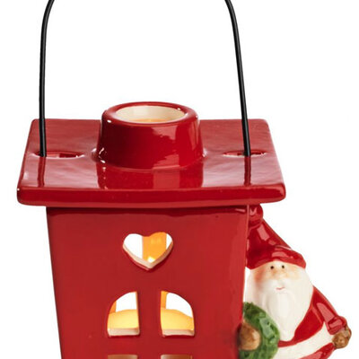 Novogodišnji fenjer za malu sveću crveni