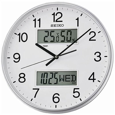 Analogni zidni sat, kalendar, termometar, higrometar Seiko QXL013S
