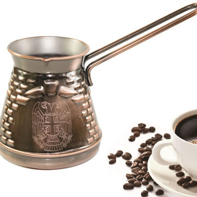 Bakarna džezva sa grbom Srbije za jednu šoljicu kafe CL-115