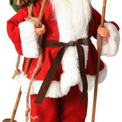 Deda Mraz Na Skijama - Novogodišnja Figura - 46 cm