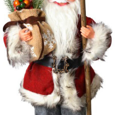 Deda Mraz Sa Štapom i Džakom - Novogodišnja Figura - 46 cm