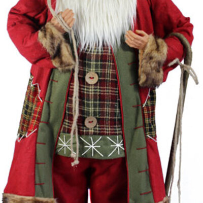 Velika Novogodišnja Figura Deda Mraza Sa Štapom, Zvonima i Džakom - 120 cm