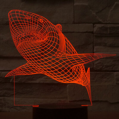 Black Cut 3D LED Lampa Red Shark