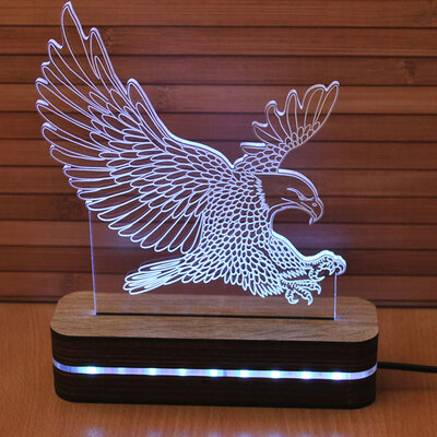 3D LED Lampa Illusions by Black Cut White Eagle