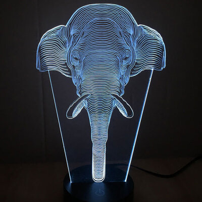 3D LED Lampa Illusions by Black Cut Elephant Cold White