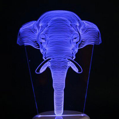 3D LED Lampa Illusions by Black Cut Elephant Blue