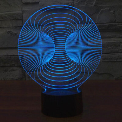 Black Cut 3D LED Lampa Blue Vortex