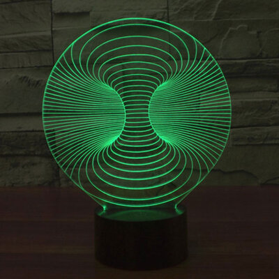 Black Cut 3D LED Lampa Green Vortex