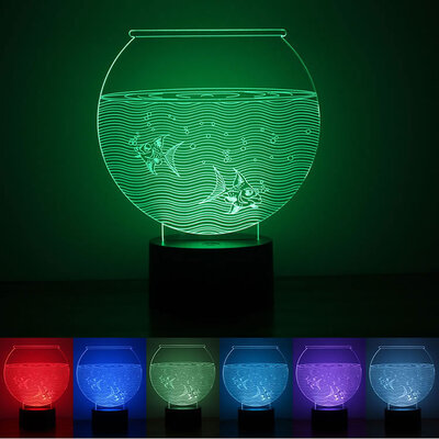 3D LED Lampa u 8 boja Black Cut Illusions Aquarium Multicolor