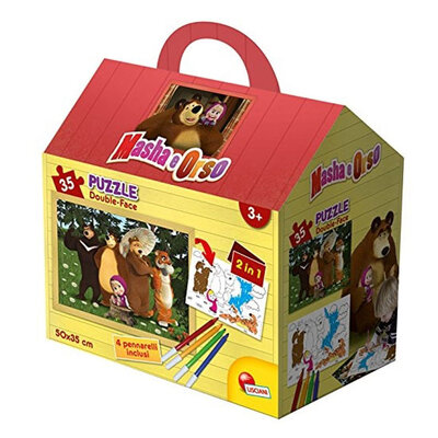 Lisciani Puzzle  Maša i Medved 2u1 35 delova + 4 flomastera 33595