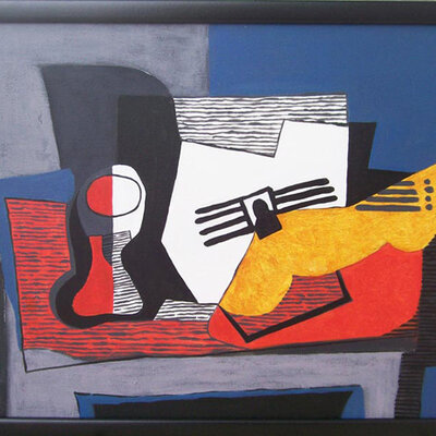 Reprodukcija dela Pabla Pikasa: Mrtva priroda sa gitarom - akril