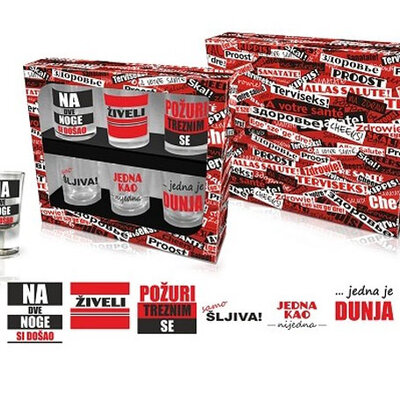 Set čašica za rakiju sa šaljivim natpisima 0800