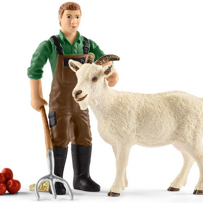 Schleich Figurice Domaće životinje - Farmer i koza 42375