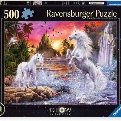 Ravensburger puzzle STAR Line - Glow-in-the-Dark Effect - Unicorns At the River 500 delova