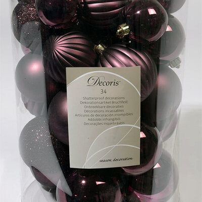 Komplet ljubičastih ukrasa za jelku 34 komada