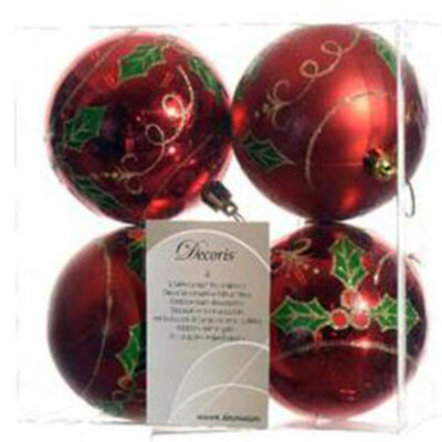 Dekorativna božićne kugle crvene boje sa uvojcima 4 kom 8cm