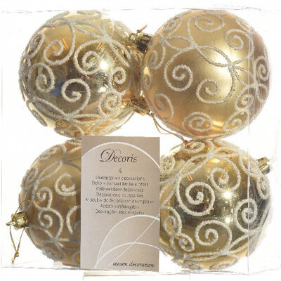 Dekorativna božićne kugle zlatne boje sa uvojcima 4 kom 8cm