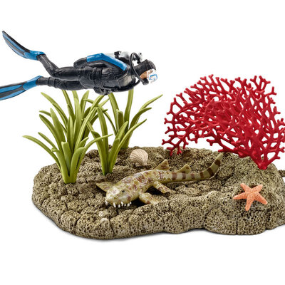 Schleich Figure Divlje životinje - Koralni greben i ronilac 42328