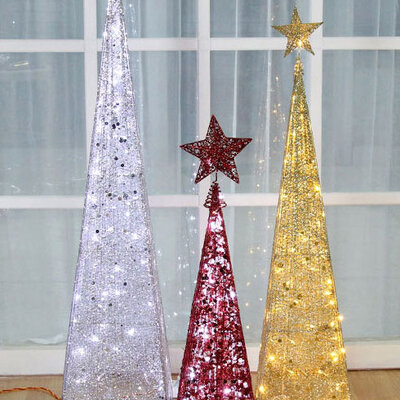 Svetlucava Piramida - Crveni Abažur 45 cm 