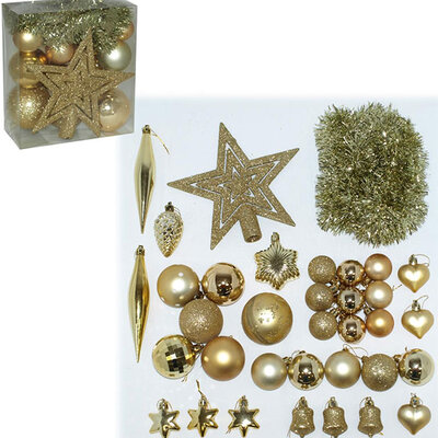 Komplet ukrasa za jelku 36 komada zlatne boje