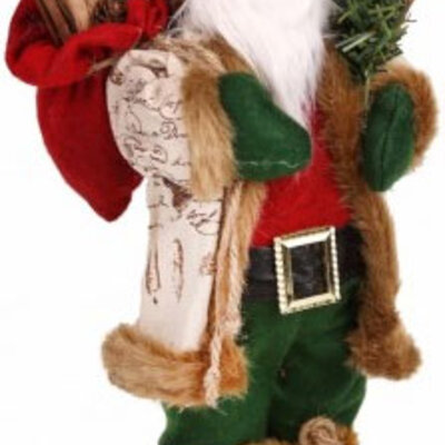 Deda Mraz sa džakom i zelenim pantalonama visine 30 cm