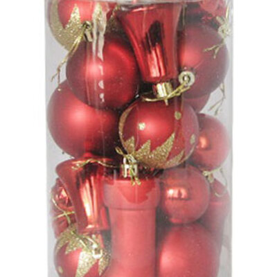 Novogodišnji ukrasi Set 24 komada Crveni