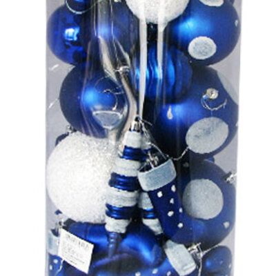 Novogodišnji ukrasi Set 43 komada Plavo-beli