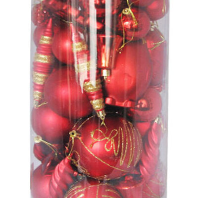 Novogodišnji ukrasi Set 50 komada Crveni