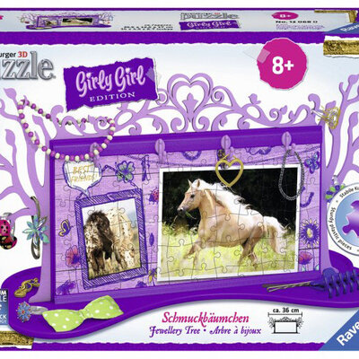  Ravensburger 3D puzzle GIRLY GIRL edition - Za devojčice - Drvce za odlaganje nakita - Konji - Horses Jewellery Tree 108 delova RA12068