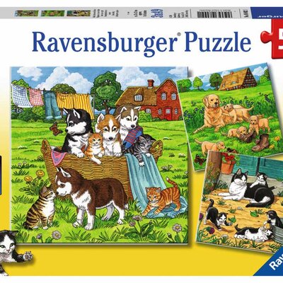 Ravensburger puzzle Dečije puzle - 3x49 - Životinje - Mace - Kučići - Cats and Dogs 3x49 delova RA08002