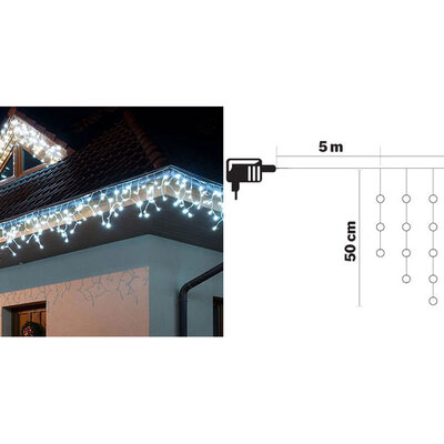Nastavljajuće novogodišnje LED lampice 2m x 0.5m 76L Icicle za unutrašnju i spoljašnju upotrebu
