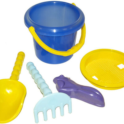 Set za plažu - kantica, sito, grabuljice, lopatica i modlica za pesak